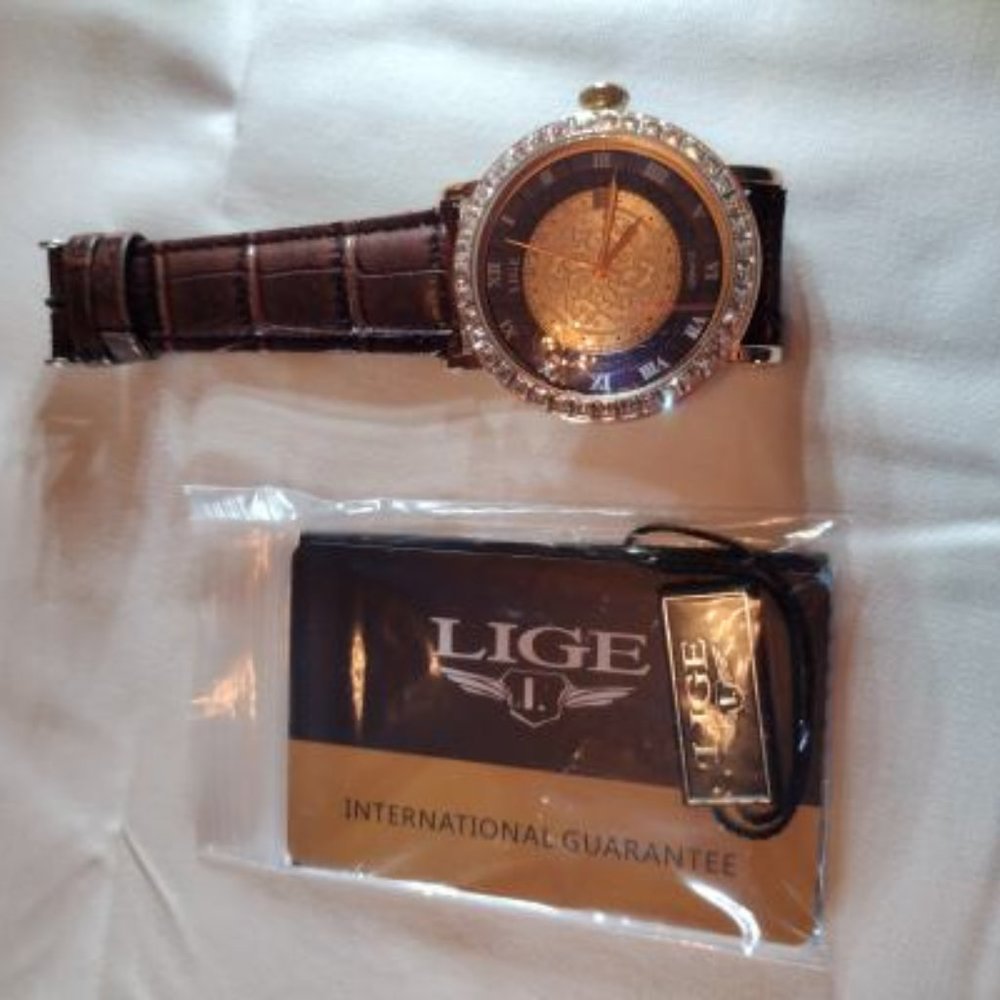 Lige men's watch with rhinestones